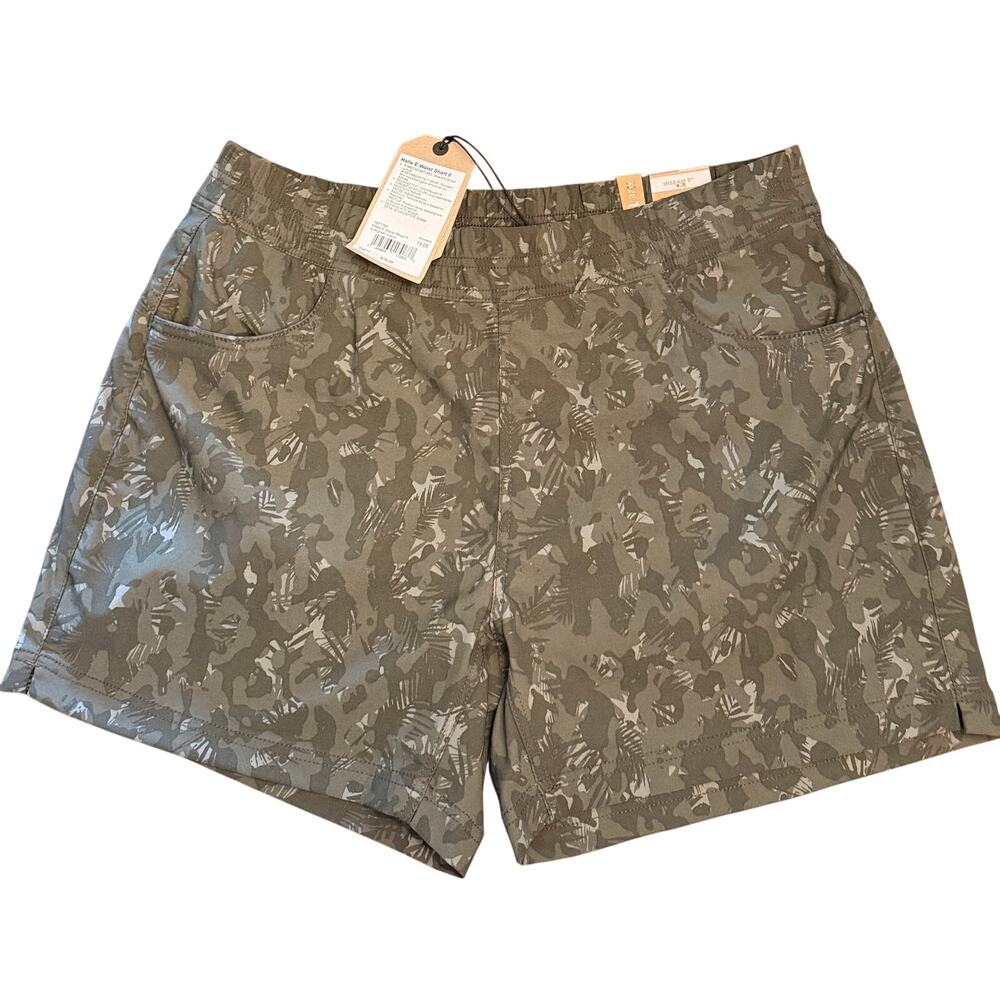 Womens Prana Halle E-Waist II Short Sz 14 w/ 5" Inseam Evergreen Camo NWT